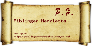 Piblinger Henrietta névjegykártya